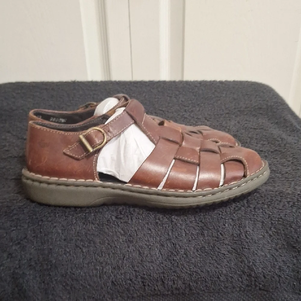 Vintage Bass Brown Leather Woven Espadrilles-8½